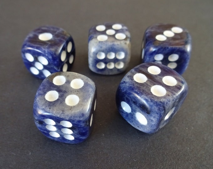 15mm Natural Sodalite Dice, 6 Sided Die, Blue Sodalite Dice, Gemstone Dice, Natural Gemstone Dice, Crystal Game Dice, Gift For Gamer