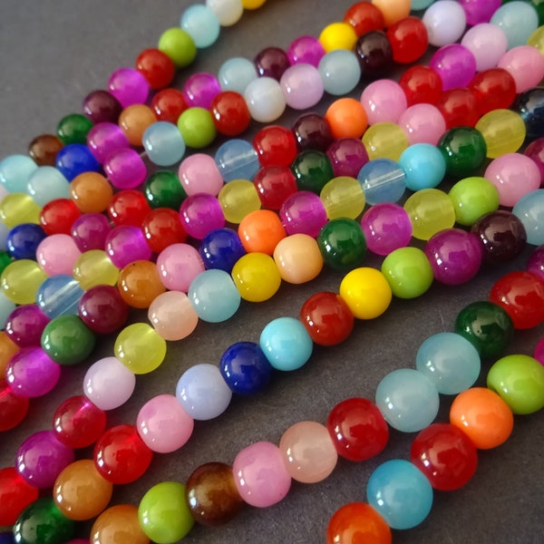 14.3 Inch 6-6.5mm Glass Ball Bead Strand, About 62 Beads, Mixed Color Spacer Bead, Glass Bead Mixed Lot, 1mm Hole, LIMITED SUPPLY, Hot Deal!