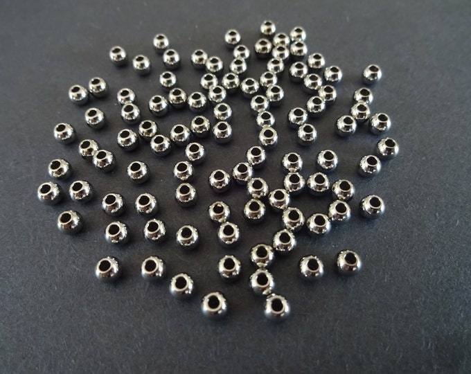 100 PACK 316 Stainless Steel 4mm Ball Beads, Silver Color, 1.5mm Hole, Classic Round Beads, Jewelry Making Supply, Metallic, Steel Beads