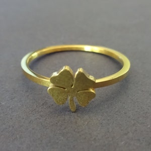 Stainless Steel 4 Leaf Clover Ring, Gold Clover, Sizes 6-10, Handcrafted Steel Ring, Good Luck Ring, Irish St Patrick&#39;s Day Jewelry