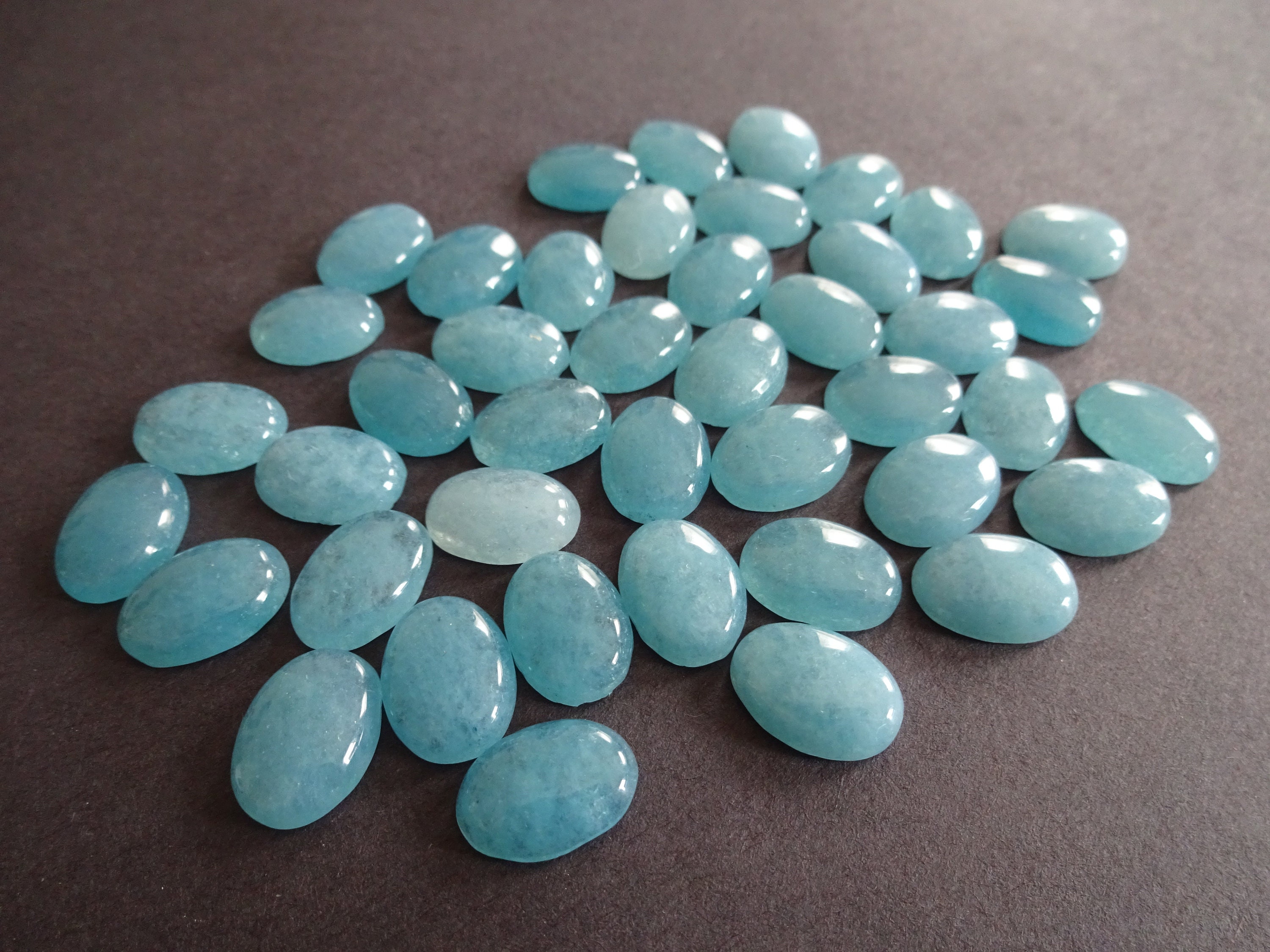 14x10x35mm Natural Aquamarine Quartz Cabochon Oval Gemstone Cabochon