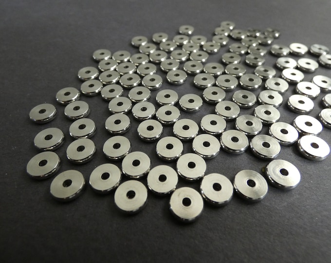 100 Pack 8x2mm 304 Stainless Steel Round Beads, Flat Round Discs, Classic Metal Spacers, Shiny Silver Color, Circle Spacer Bead, 2mm Hole