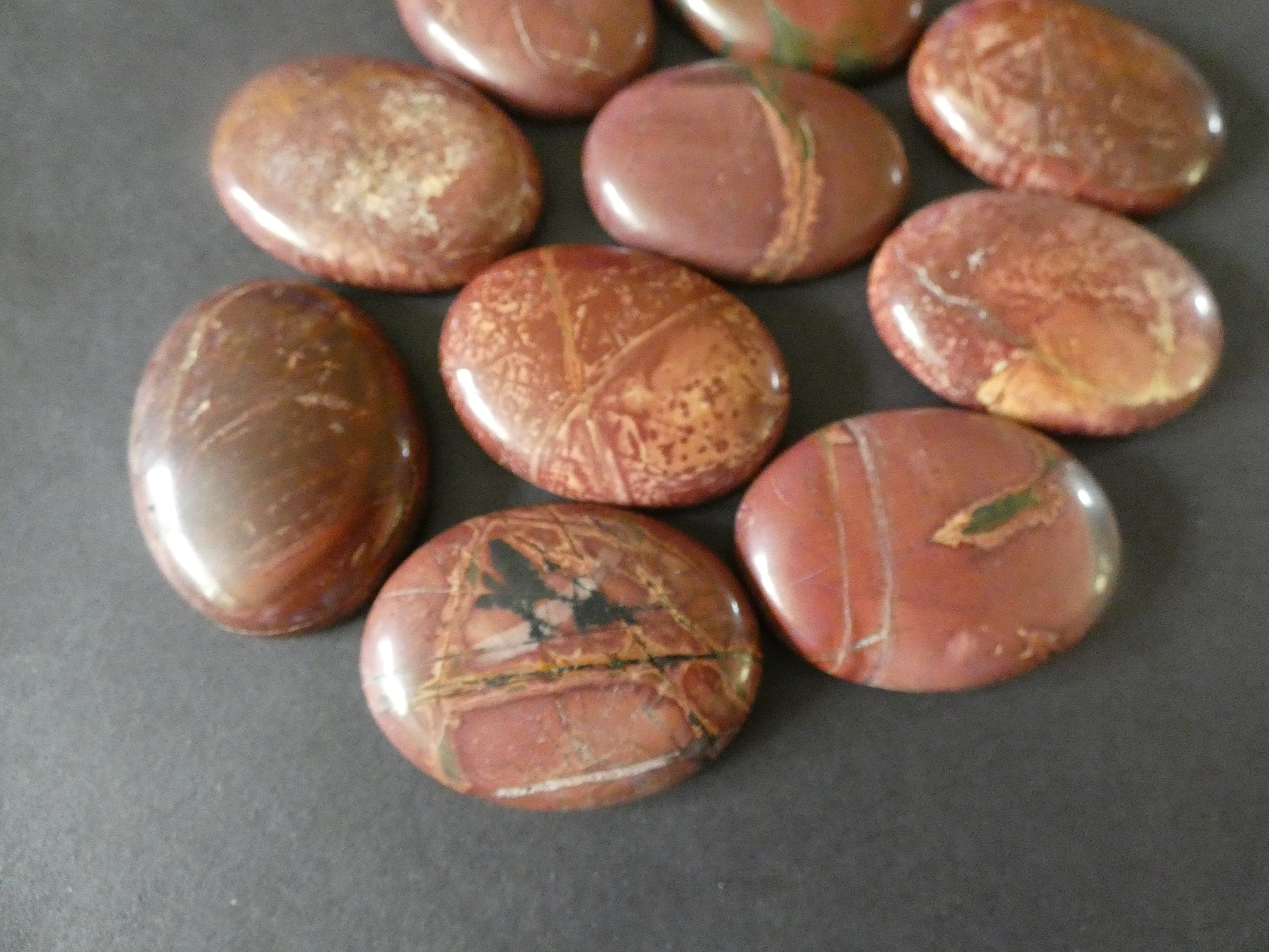 Long Rectangle Shaped Stones with Dark Brown Patches and Spots for Making Wire Wrapped Jewelry Picasso Jasper Cabochons Beige Sand Texture