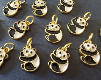 1 Beaded Panda Bear Charm, Miyuki Delica Seed Beads, 23mm