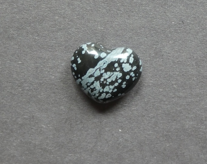 20x23x10mm Natural Snowflake Obsidian Heart Love Stone, Black and White, Pocket Palm Stone for Reiki Balancing, One of a Kind, Gemstone