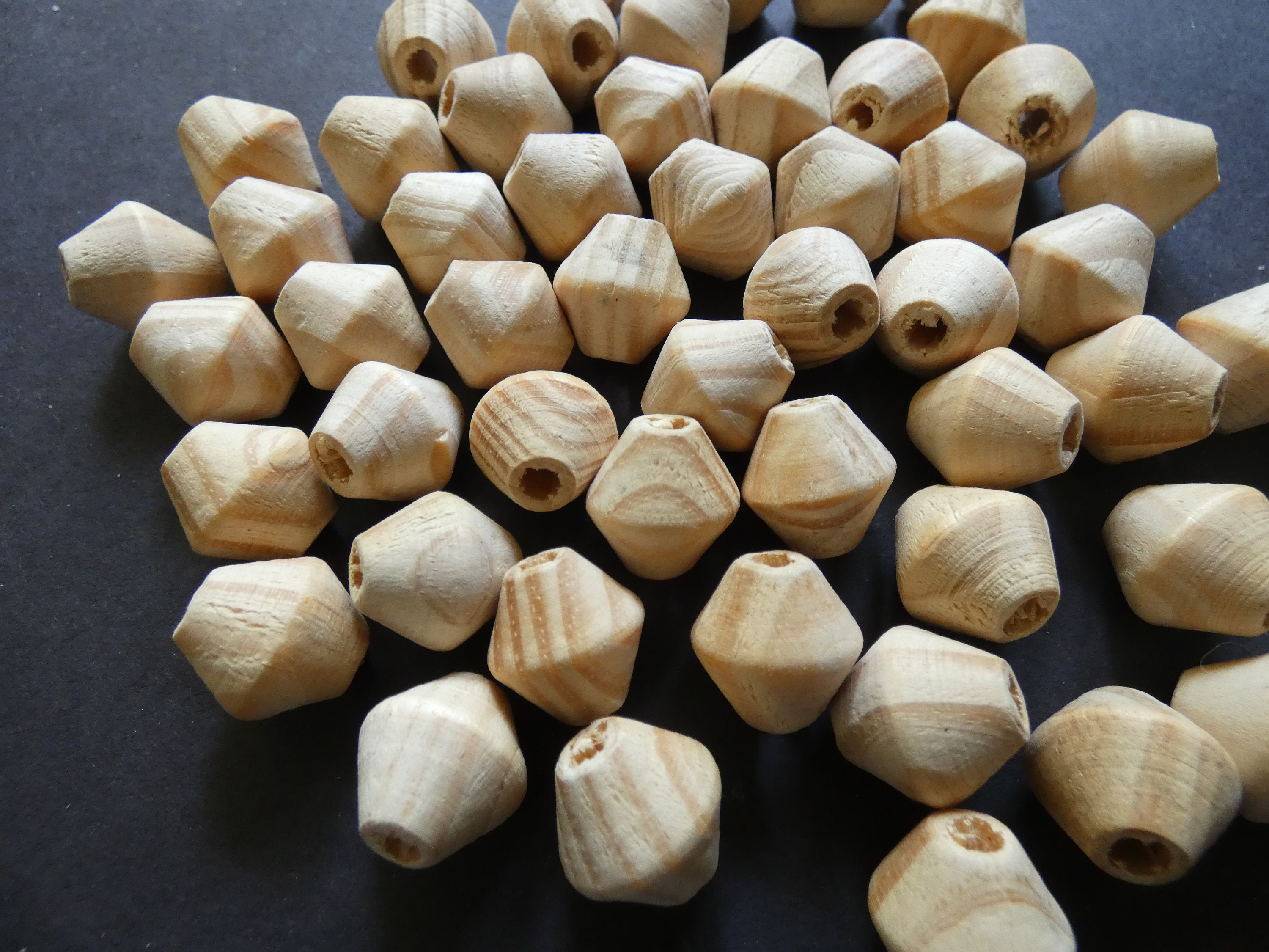 16x15mm Natural Unfinished Wood Beads, Wooden Chunky Bicone Bead