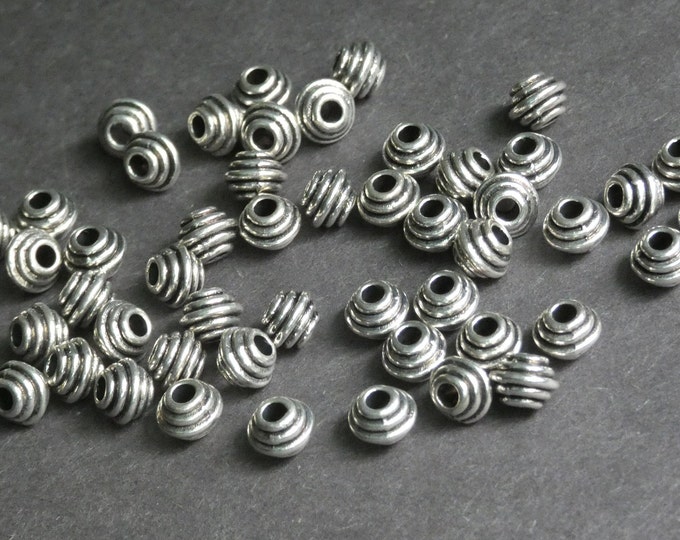 50 PACK of 6.5mm Metal Beehive Round Beads, Tibetan Style Beehive Bead, Metal Beehive Bead, Golden Metal Beads, Bee Hive Column Bead, Hive