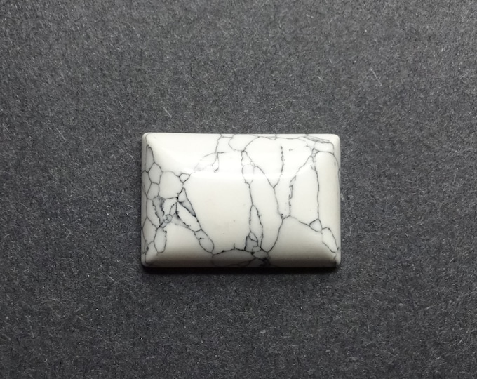 30x20 Natural Howlite Cabochon. Rectangle, White and Gray, One Of A Kind, As Seen In Image, Only One Available, White Howlite Stone Cabochon