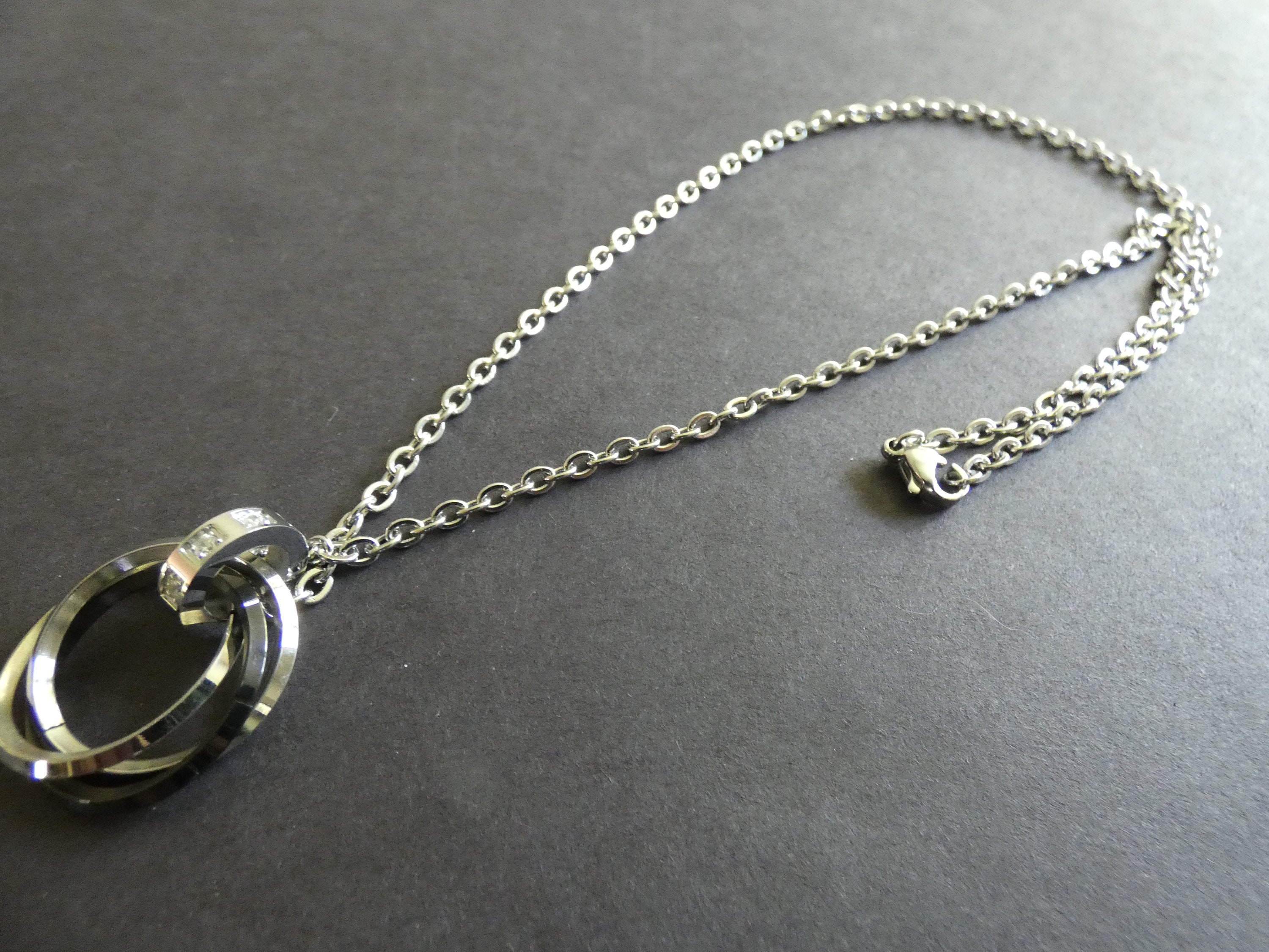 Download Stainless Steel and Cubic Zirconia Necklace, Steel Chain ...