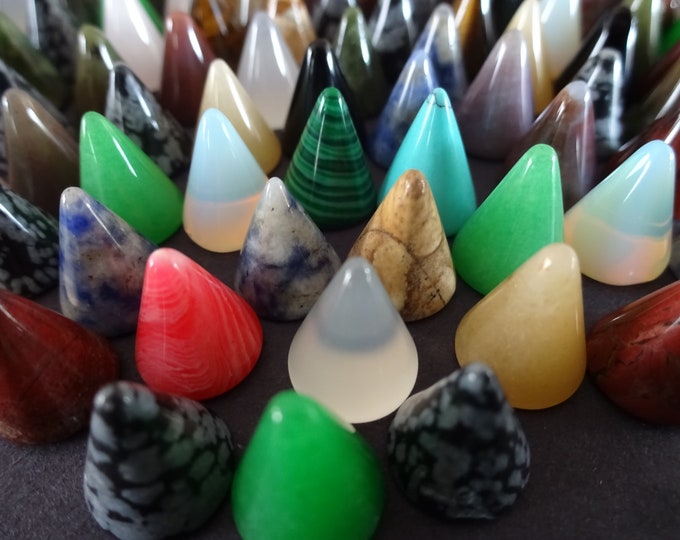 SET OF 5 Cone Mixed Lot Gemstone Cabochons, 12x10mm, Polished, Stone Cabochon, Gemstone Cab Lot, Jasper, Quartz, Agate, Malachite & More