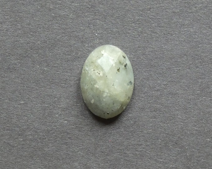 18x13x6mm Natural Labradorite Cabochon, Faceted Cab, Oval, One of a Kind, Gemstone Cabochon, Unique Labradorite Stone, Only One Available