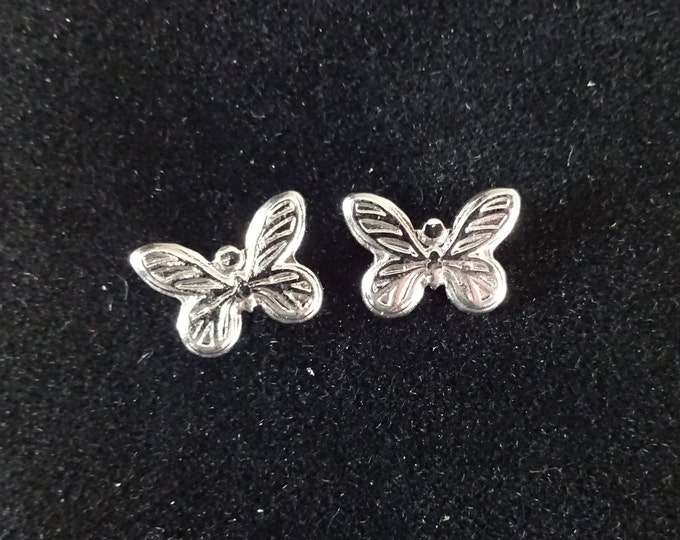 Stainless Steel Butterfly Stud Earrings, Silver, Hypoallergenic, 8.5x11.5xmm, Set Of Earrings, Butterfly Earrings, Silver, Butterflies