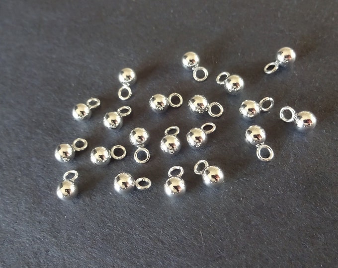 10 PACK 7x4mm 304 Stainless Steel Ball Ends, Silver Ball Pendants, Silver Color, Ball Charm, Stainless Steel Charm, Dainty Ball Charm