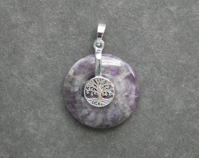 35x30mm Natural Amethyst Pendant, with Platinum Tone Brass Findings, Tree of Life Pendant, One of a Kind, Purple, Amethyst Charm, Unique