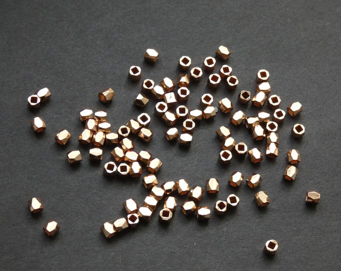 50 PACK of 6mm Faceted Spacer Beads, Faceted Metal Bead, Metal Spacer Bead, Rose Gold Faceted Beads, Rose Gold Metal Beads, Faceted Spacer