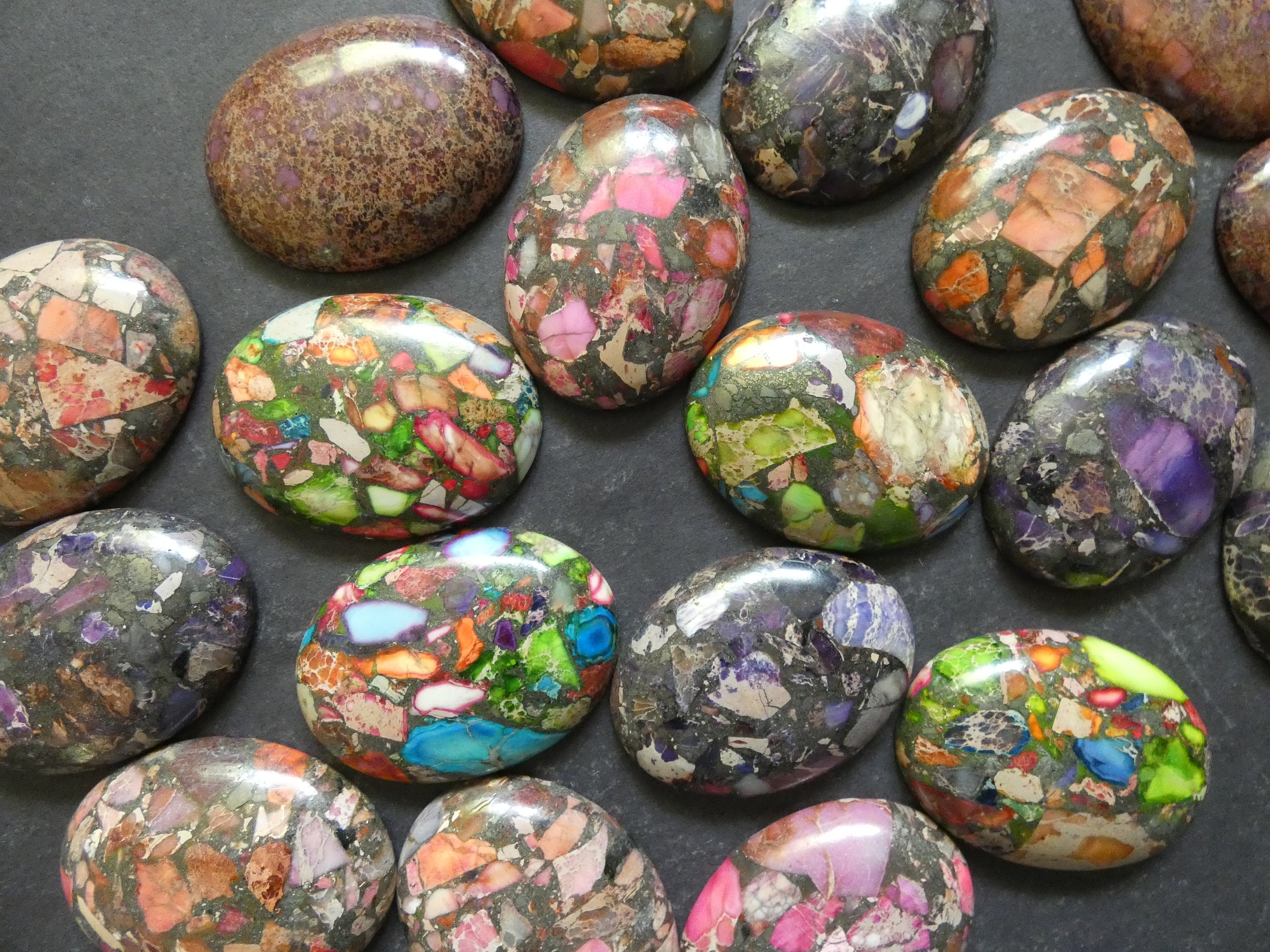 40x30mm Regalite Cabochon Mixed Color Bright Gemstone Cabochon Oval