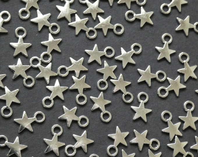 200 Pack 11mm Metal Star Charm, Silver Star Pendant, Silver Metal Star Charm, Pack of Star Charms, Antiqued Star Charms, Antiqued Star Focal