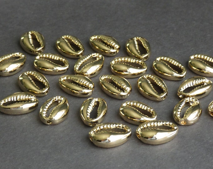 17x12mm Metal Gold Plated Cowrie Shape Bead, Cowrie Shell Cast, Cowrie Shell Shape Bead, 14k Gold Plated, Nautical Metal Bead, Ocean