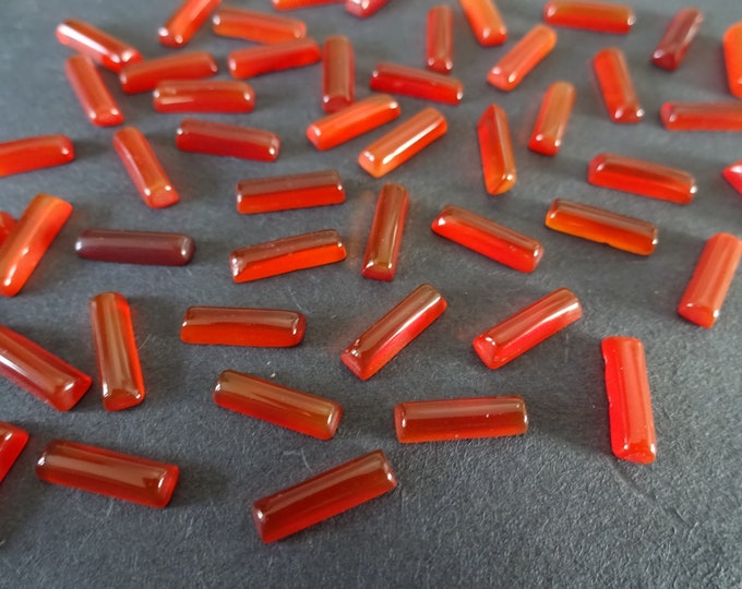 5 PACK 10mm Dyed Red Agate Rectangle Cabochon, Dyed, Rectangle Cabochon, Natural Red Agate, Polished Gem, Natural Red Gemstone, Flat Back
