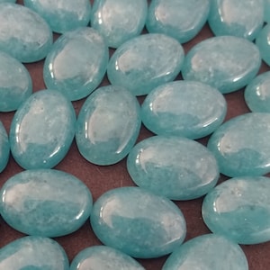 14x10mm Natural Quartz Cabochon, Dyed, Aquamarine Color, Oval Gemstone Cab, Polished Gem, Natural Quartz Crystal Stone, 14mm Quartz