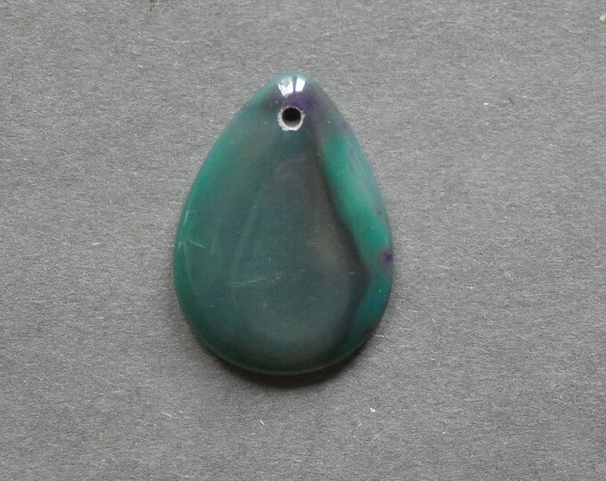 38x28mm Natural Striped Agate Pendant, Banded Agate, Gemstone Pendant, Green, Dyed, One of a Kind, Large Teardrop Pendant, Agate Charm