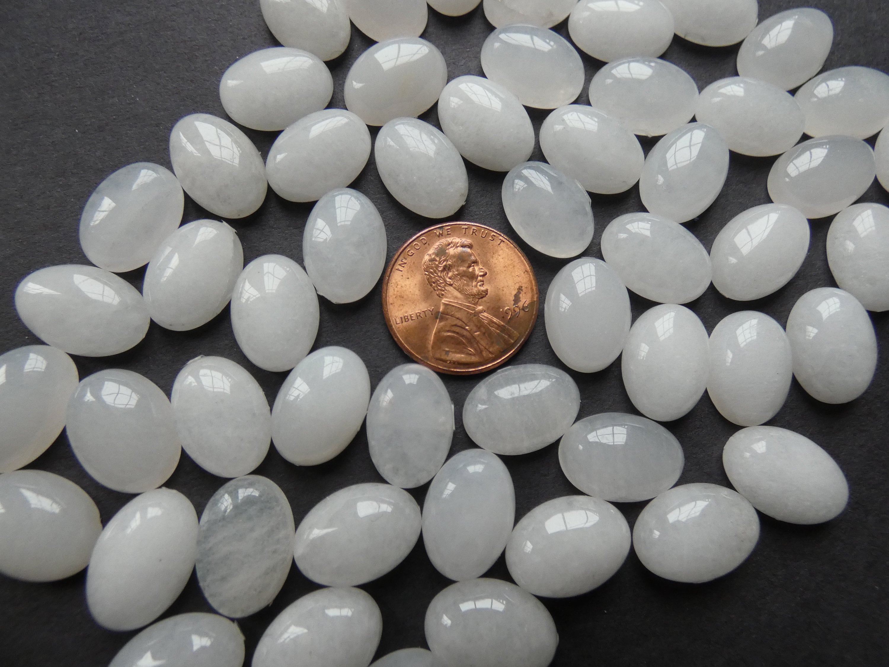 14x10mm Natural White Jade Cabochon,Oval Gemstone Cabochon, White Stone