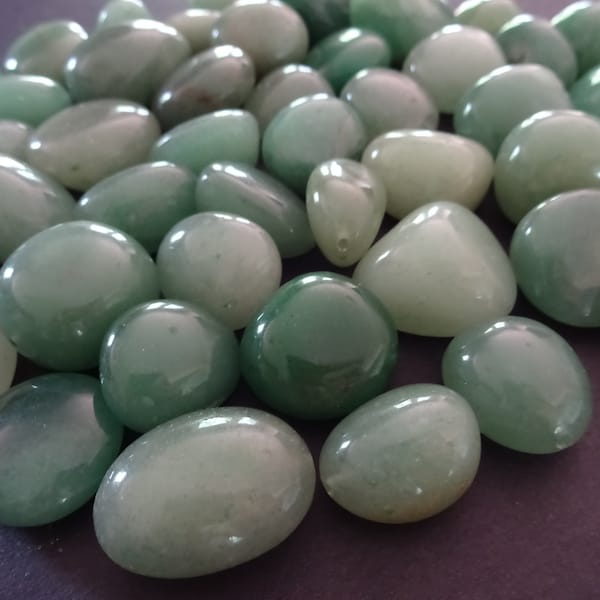 5 PACK 11-21mm Natural Half Drilled Green Aventurine Beads, Polished Nuggets, Green Gemstones, Earring Stones, Mixed Sizes, HALF DRILLED