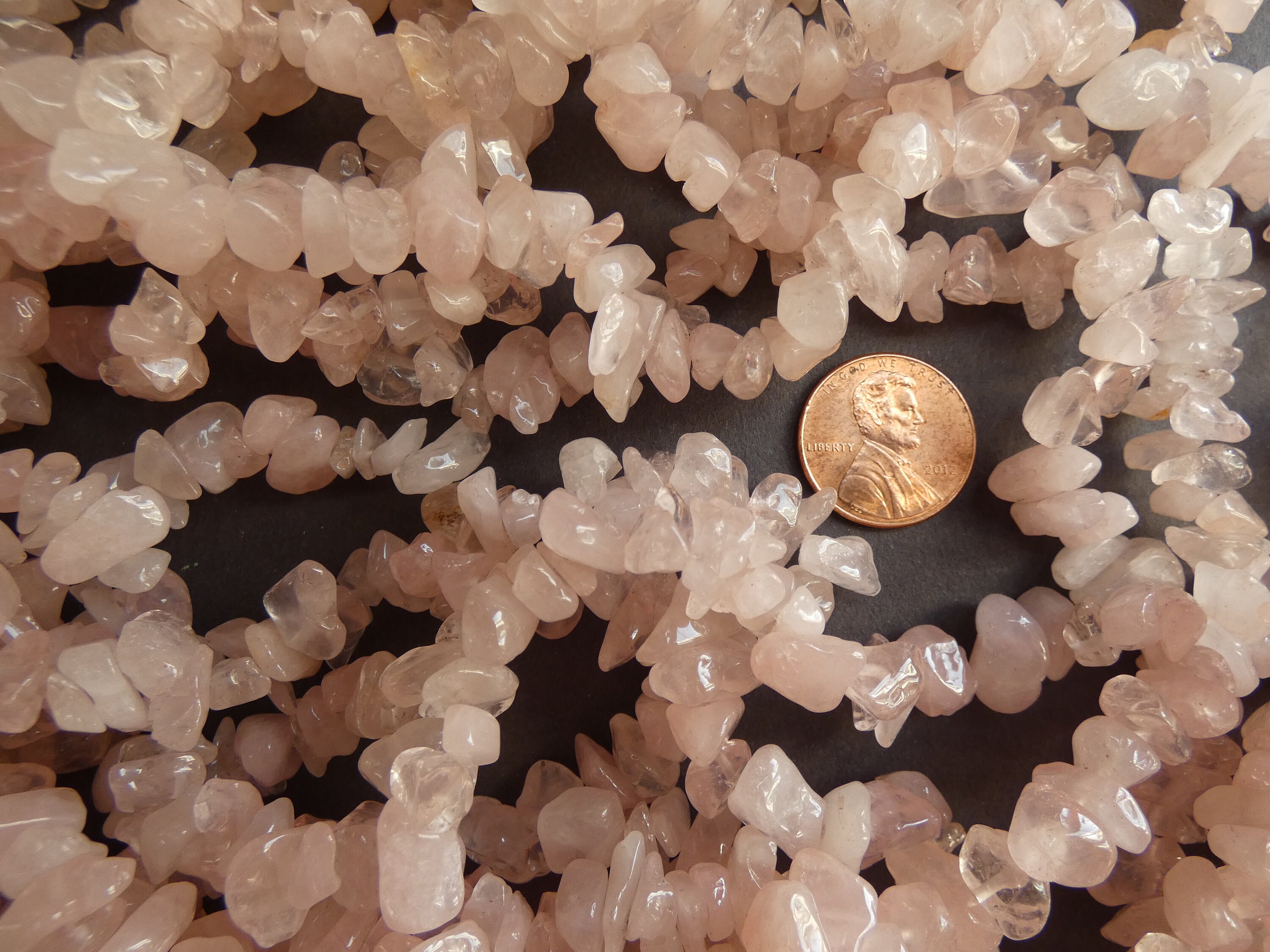 36 Inch 58mm Natural Rose Quartz Beads, About 200 Gemstone Beads