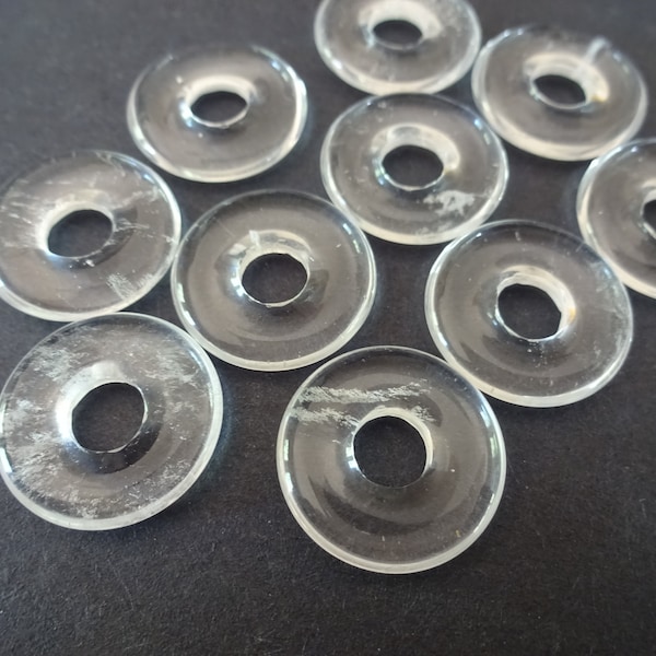 Set of 18mm Clear Glass Pendant, Glass Donuts, Clear, Clear Glass, Clear Component, Round Glass Pendant, Wire Wrap