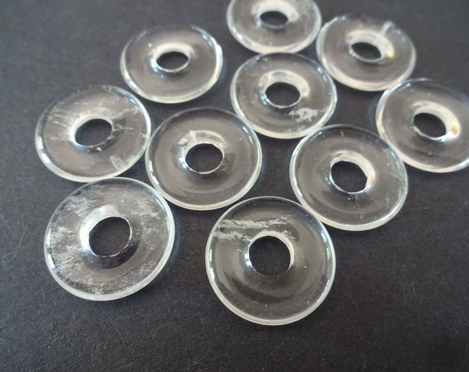 Set of 18mm Clear Glass Pendant, Glass Donuts, Clear, Clear Glass, Clear Component, Round Glass Pendant, Wire Wrap