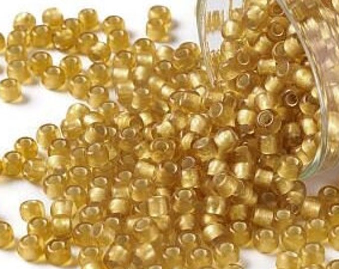 8/0 Toho Seed Beads, Topaz Silver Lined Matte (22BF), 10 grams, About 222 Round Beads, 3mm with 1mm Hole, Matte Finish