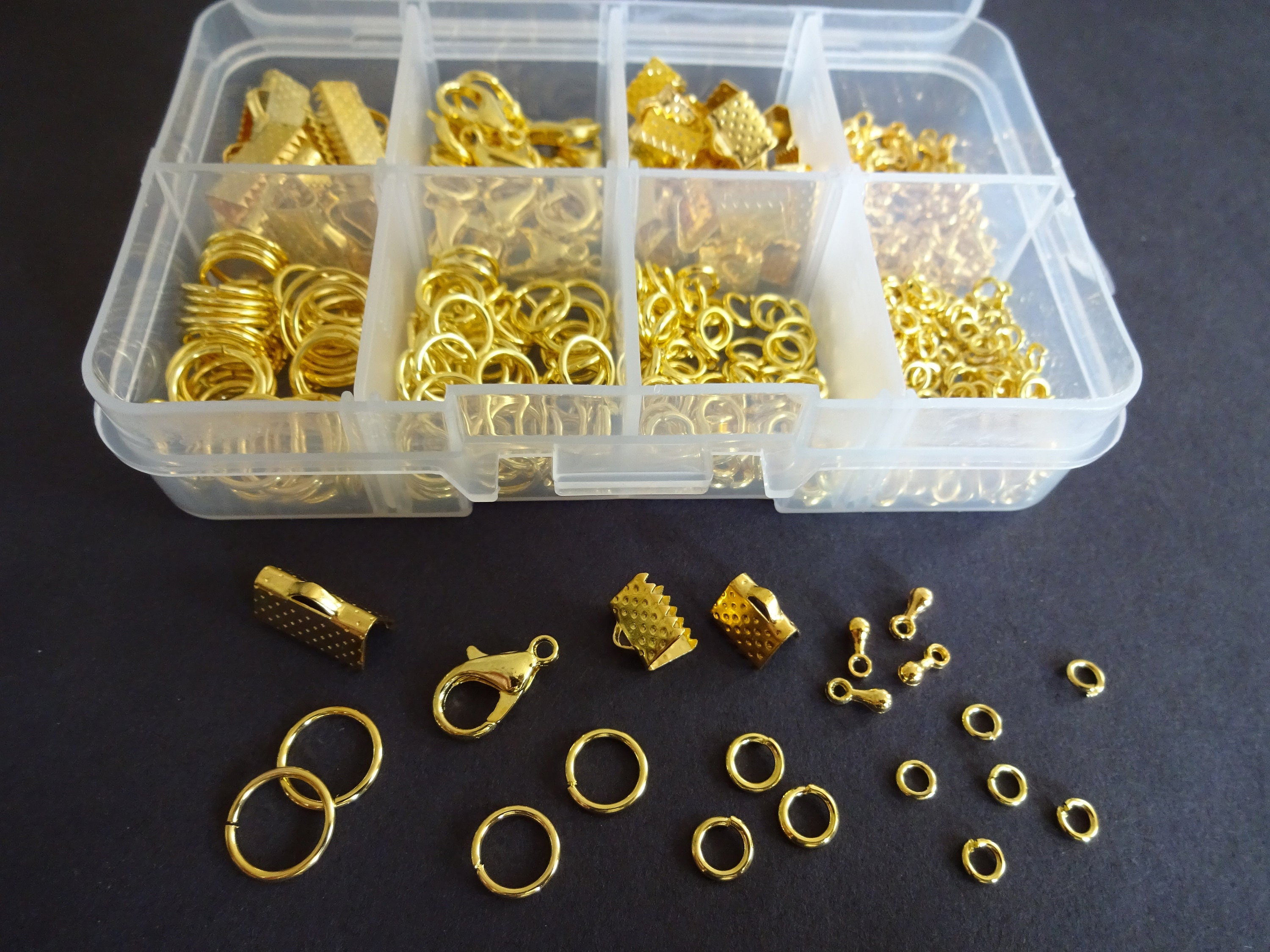 Jewelry Making Mixed Finding Kit, Metal Findings, Jump Rings, Lobster Claw  Clasps, Gold Color, Mixed Lot, With Organizer