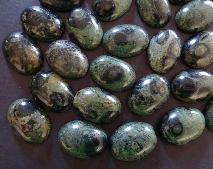 18x13x5mm Natural Kambaba Jasper Cabochon, Oval Gemstone Cabochon, Polished Gem, Spotted Stone, Jasper Stone, Speckled, Dotted, Green