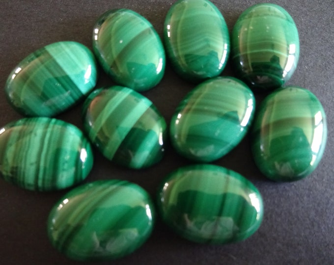 18x13mm Natural Green Malachite Gemstone Cabochon, Oval Cabochon, Polished, Stone Cabochon, Natural Gemstone, Striped, Malachite Gemstone