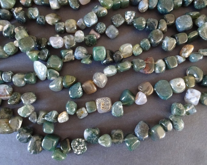 16 Inch 8-23mm Natural Indian Agate Bead Strand, About 55-70 Stones, Neutral Pebbles, Nugget Polished Stones, Drilled Agate Chip Stone