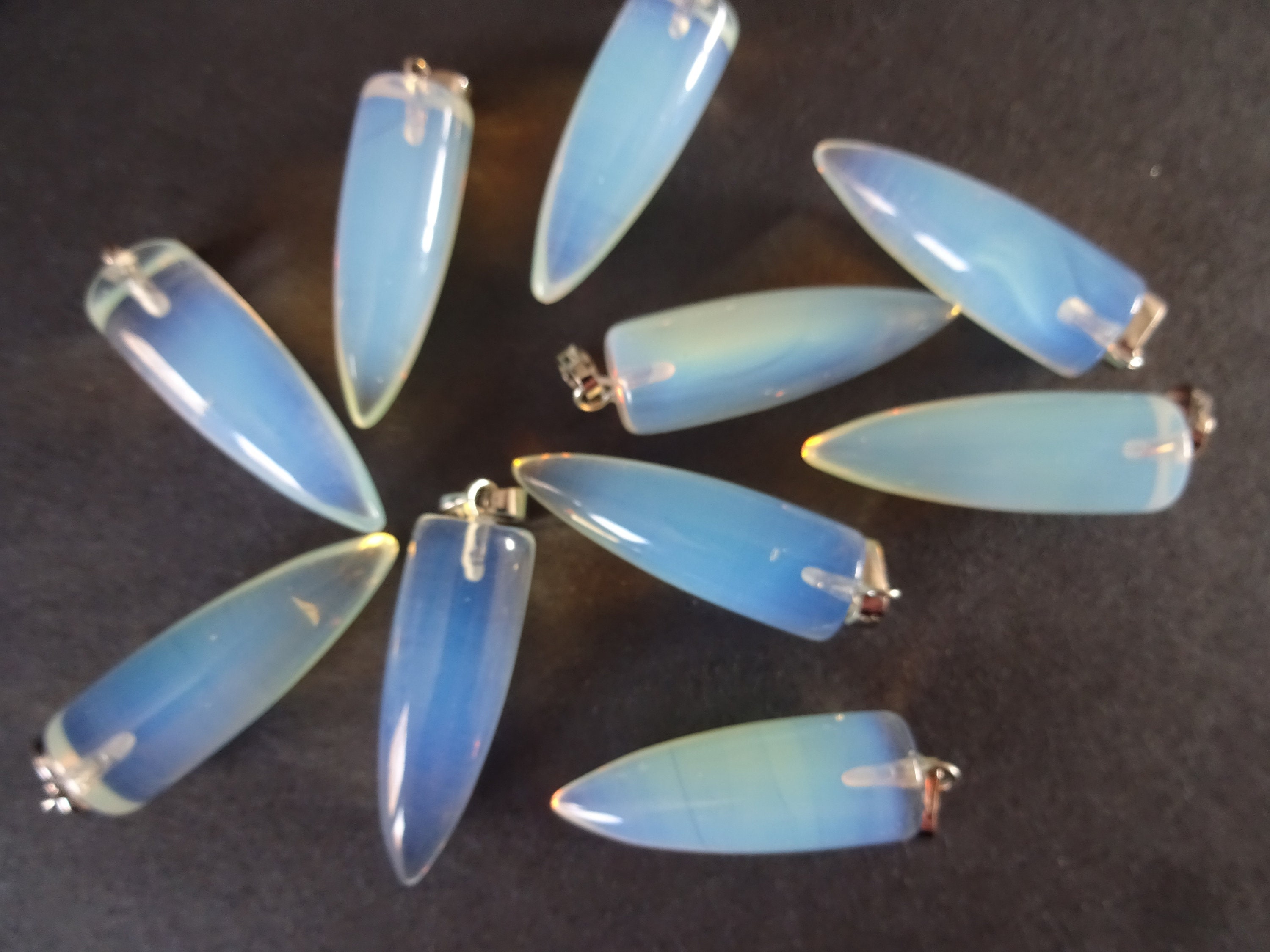 32-35mm Glass Opalite Pendant With Brass, Opalite Bullet, Bullet ...