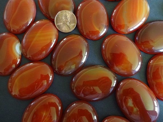 30X20mm 10pcs Natural Orange Dragon Veins Agate Stone Oval Beads CAB CABOCHON