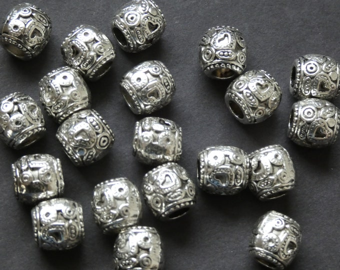10 Pack of 10mm Round European Style Bead, Circular Metal Bead, Metal Spacer, Silver Spacer Beads, Barrel Metal Beads, Round Spacer Bead