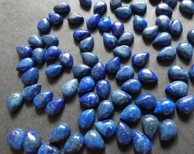 8x6mm Natural Lapis Lazuli Gemstone Cabochon, Small Teardrop Cabochon, Polished Stone, Blue & Gold Stone Cab, Natural Gemstone, Mineral Cab