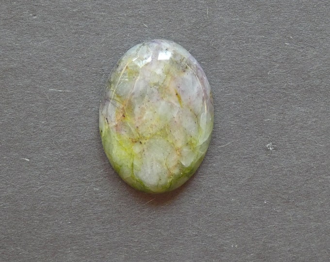 30x22x7.5mm Natural Calcite Cabochon, Gemstone Cabochon, Green and Purple, Dyed, Large Oval, One of a Kind, Only One Available,Calcite Stone