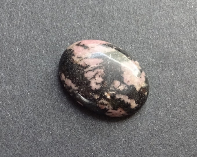 30x22 Natural Rhodonite Cabochon, Black & Pink, One 0f A Kind, Unique, As Seen In Image, Only One Available, Rhodonite Oval Stone Cab