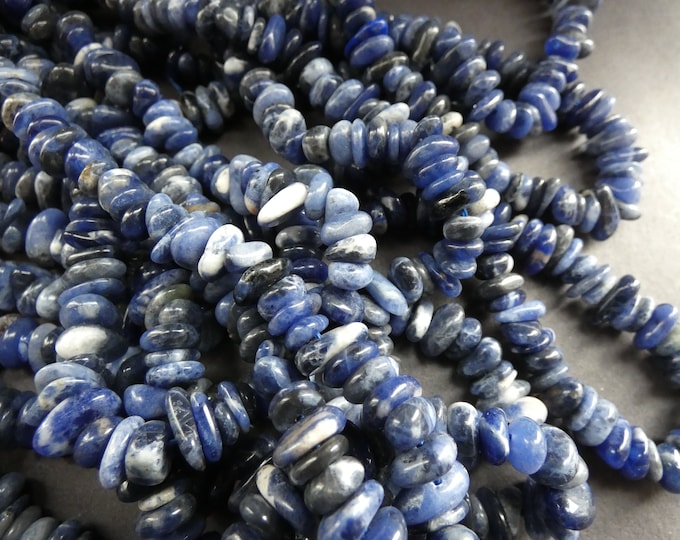 15-16 Inch 4-14mm Natural Sodalite Bead Strand, About 150 Stones, Blue and White, Polished Natural Nugget Stones, Drilled Sodalite Pebbles