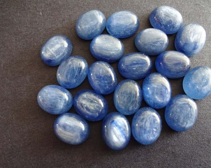 10x8mm Natural Kyanite Cabochon, Oval Cabochon, Polished Stone, Blue Cabochon, Natural Stone, Deep Blue, Silvery Effect, Gemstone Jewelry