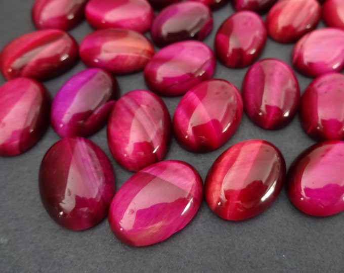 18x13mm Natural Tiger Eye Pink Dyed Gemstone Cabochon, Oval Cabochon, Polished Gem, Large Cabochon, Natural Gemstone, Natural Tiger's Eye