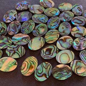 18x13mm Natural Abalone Shell Cabochons, Paua Seashell Cabs, Green Iridescent, Oval Shell Cab, Beachy Freshwater Shell Jewelry