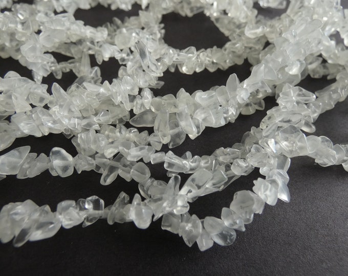 34 Inch Strand 4-12mm Clear Glass Beads, About 250 Glass Nugget Beads, Drilled Glass Chips, Polished Glass Stones, Transparent Pebbles