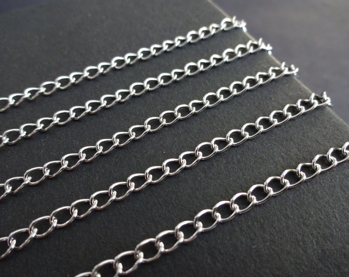 10 Meters 304 Stainless Steel Curb Chain, Soldered, 3x1.5mm Chain Bulk Lot, Silver Color, Spool Of Necklace Chain, Jewelry Supply