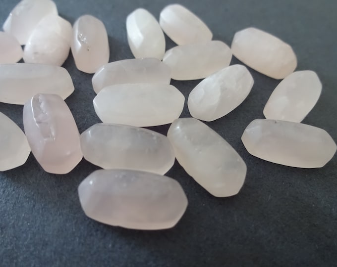 14x7mm Natural Rose Quartz Cabochon, Faceted Oval Cabochon, Polished Gem, Rose Quartz Cabochon, Natural Gemstone, Polished, Rose Quartz Pink