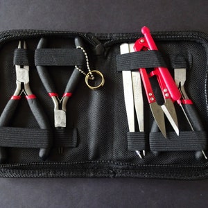 8 Piece DIY Beading Tool Set With Black Case, Jewelry and Crafting Kit With Pliers, Tweezers and More, Value Set, Great Set For Beginners!