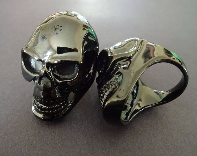 Gunmetal Skull 316L Stainless Steel Ring, Skull Ring, Gunmetal Ring, Skull Jewelry, Halloween Ring, Skull Band, Skeleton Ring, Metal Skull